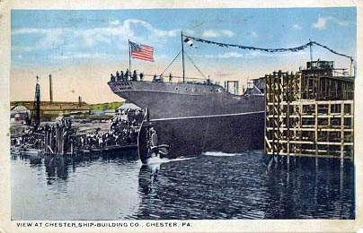 Chester Shipbuilding c. 1918, Launching of Merchant Ship Sudbury