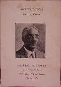 William Henry Ridley, Esq.'s Business Card; Photo courtesy of the Ridley Family Archives & Sam Lemon, great-grandson
