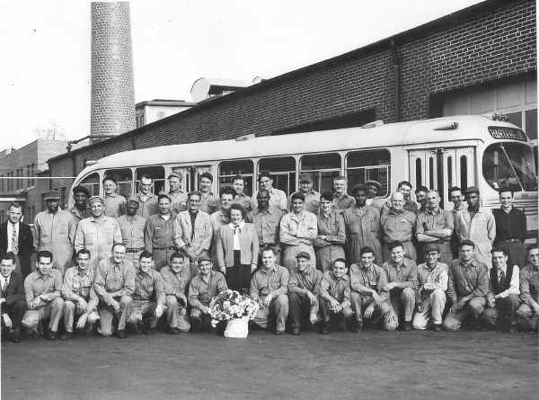 Southern Penn Bus Company Shop Employees, 1949; Photo courtesy of Paul Dougherty, Aston Twp. Historical Society