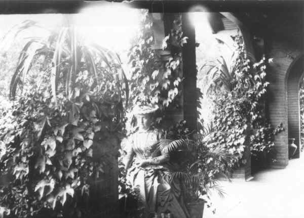Louisa Deshong Woodbridge on the porch at home